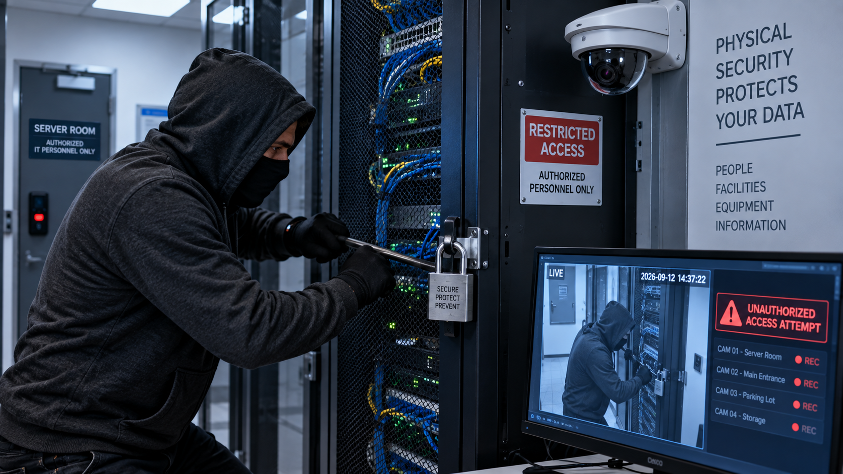 Physical security breach attempt in server room — PulseGrid Systems